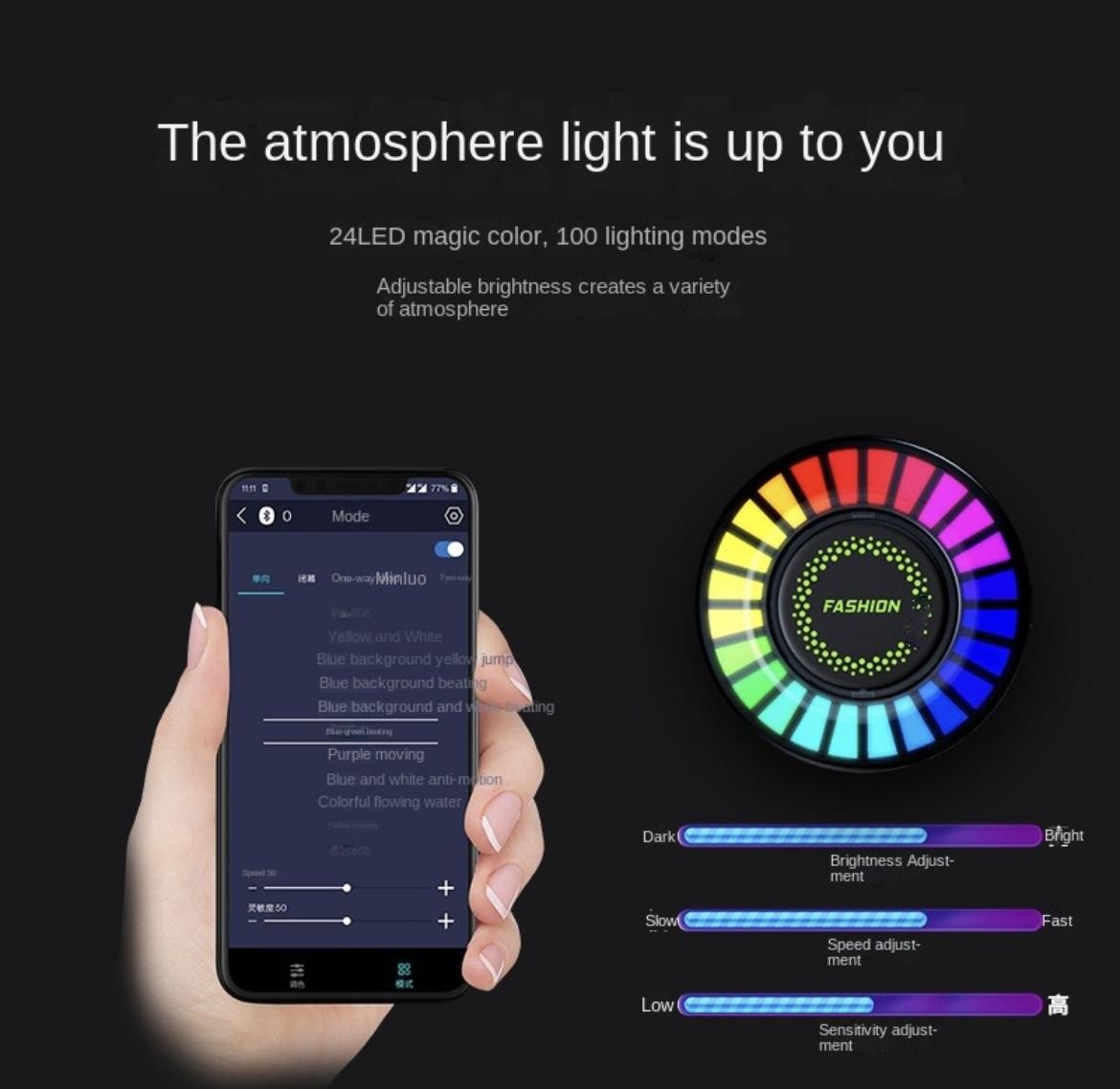 Car vent ambient light, sound-controlled car ambient light