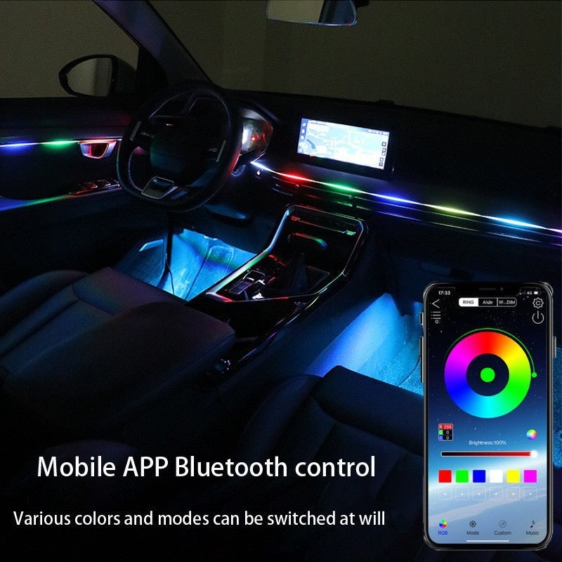 Car atmosphere lights, colorful flowing water decorative lights in the car