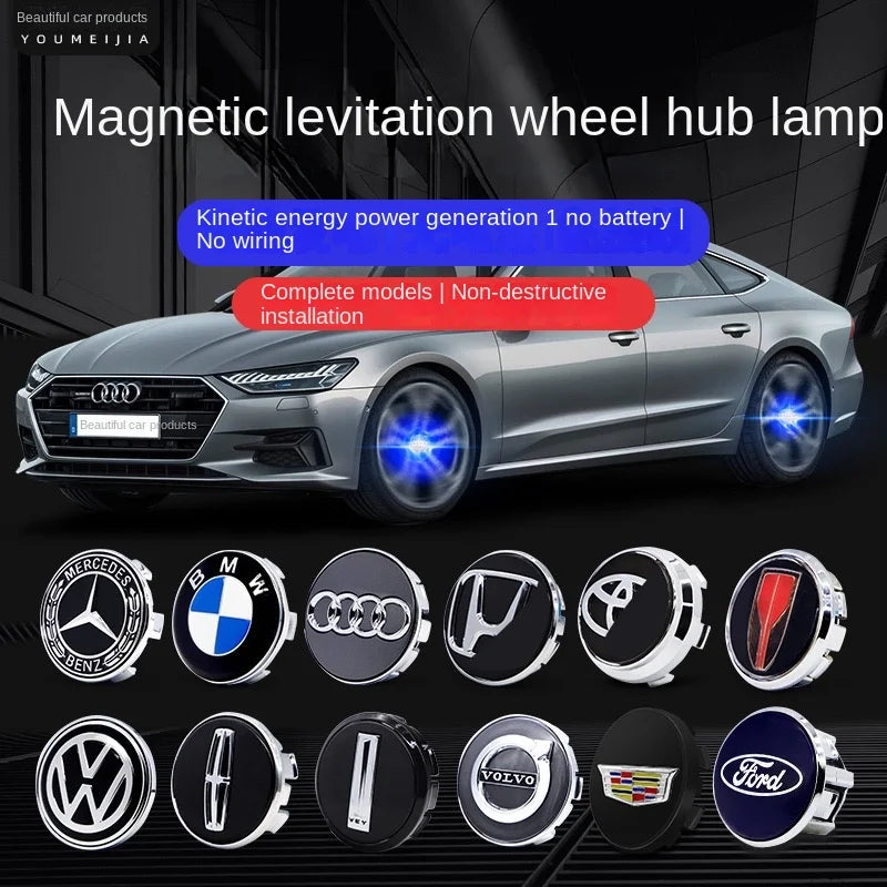 4 piece set Car magnetic levitation wheel hub lights