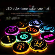 2pcs Car seven-color light-emitting coasters，Set of 2