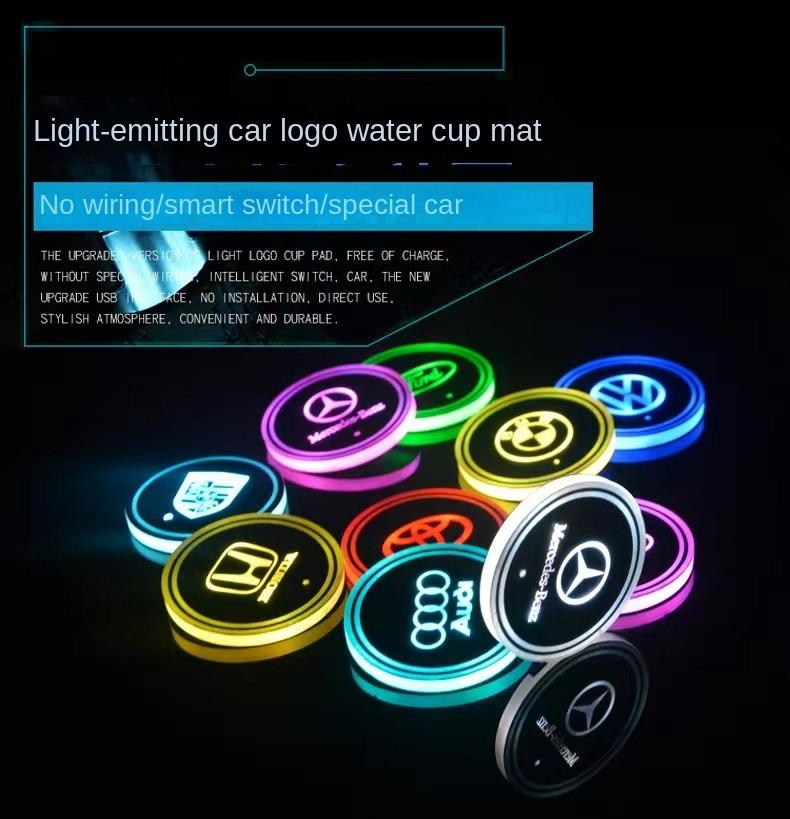 2pcs Car seven-color light-emitting coasters，Set of 2